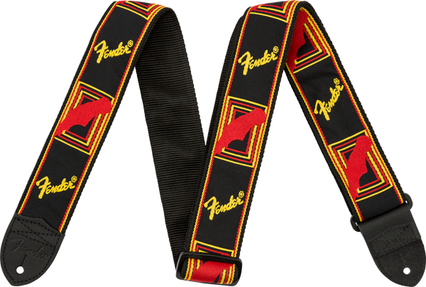 Fender 2" Guitar Strap, with Monogrammed, Black, Yellow & Red 099-0681-500