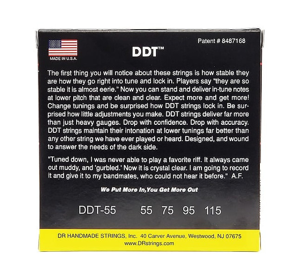 DR Strings DDT-55 Drop Down Tuning Stainless Steel Heavy Electric Bass Strings 55-115