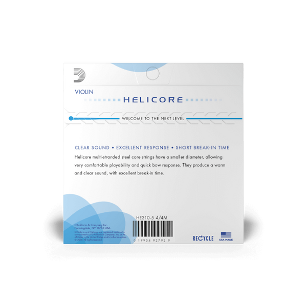 H310 Helicore Violin String Set, 4/4 Scale, Medium Tension