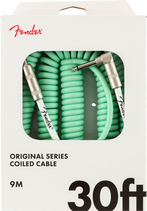 Fender Original Series Coil Instrument Cable Straight-Angle - 30 Ft - Surf Green