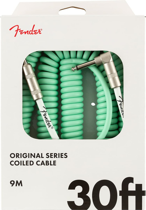 Fender Original Series Coil Instrument Cable Straight-Angle - 30 Ft - Surf Green