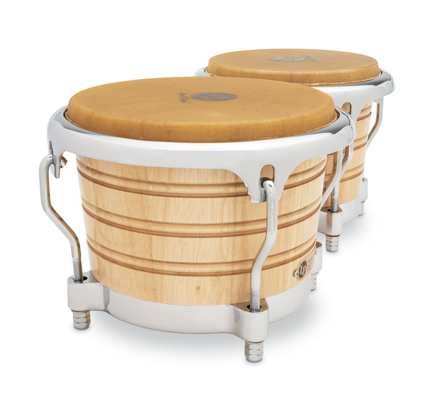 Latin Percussion LP201AX-2 7-1/4" and 8-5/8" Bongos - Natural with Chrome Hardware