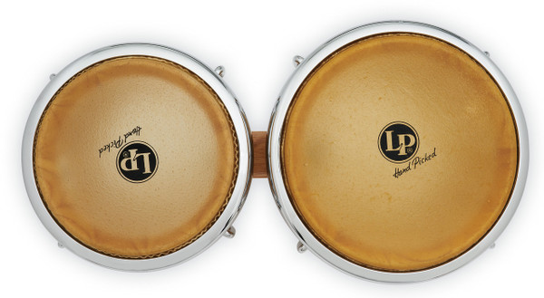 Latin Percussion LP201AX-2 7-1/4" and 8-5/8" Bongos - Natural with Chrome Hardware