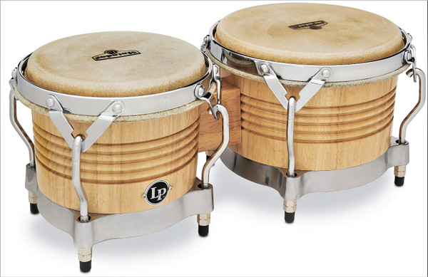 Latin Percussion M201-AWC Matador Traditional 7-1/4" and 8-5/8" Bongo Natural Chrome Hardware