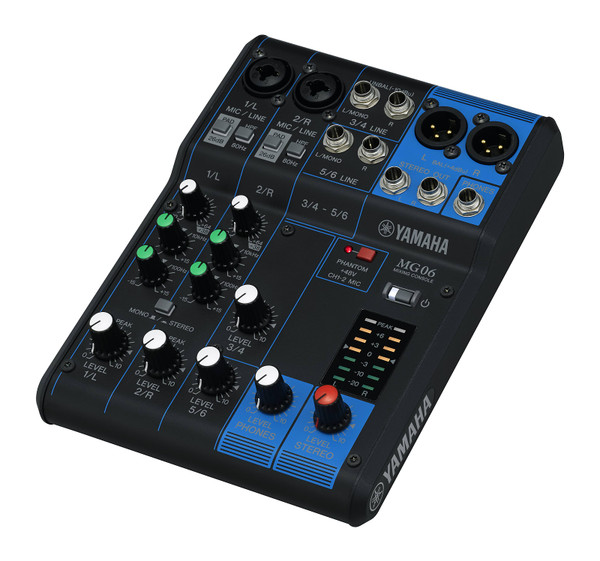Yamaha MG06 Live Sound Stereo Mixer With 2 Mic Inputs and 2 Stereo Inputs