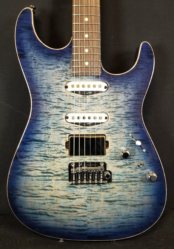Tom Anderson Drop Top, Flame Maple, Even Taper Maple Neck, Rosewood FB, SC1 SC1 HC2 Pickups, Natural Arctic Blue Burst, w/HSC 2024