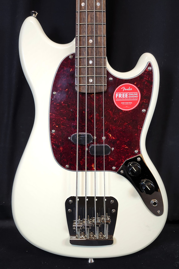 Squier Classic Vibe '60s Mustang Electric Bass Guitar, Laurel Fingerboard, Olympic White