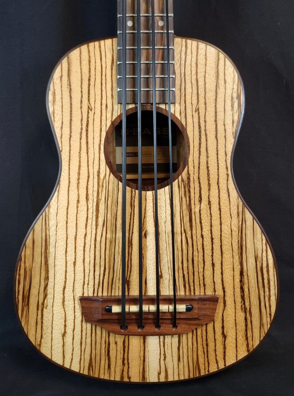 Kala UBASS-ZEB-FS Zebrawood Acoustic-Electric U?BASS, Natural Satin W/Bag
