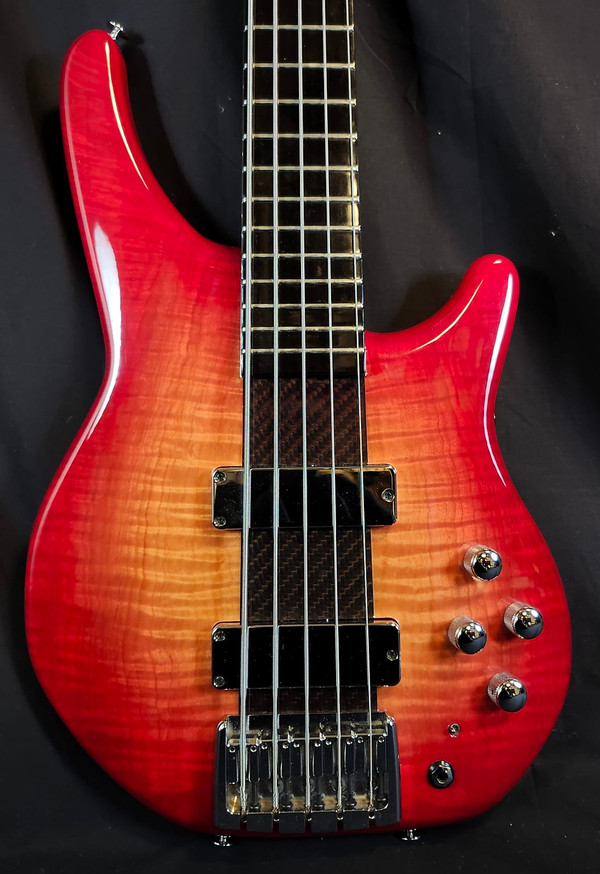 Pre Owned Vintage 1990's Special Edition Status Eclipse Artist Graphite 5 String Electric Bass Guitar