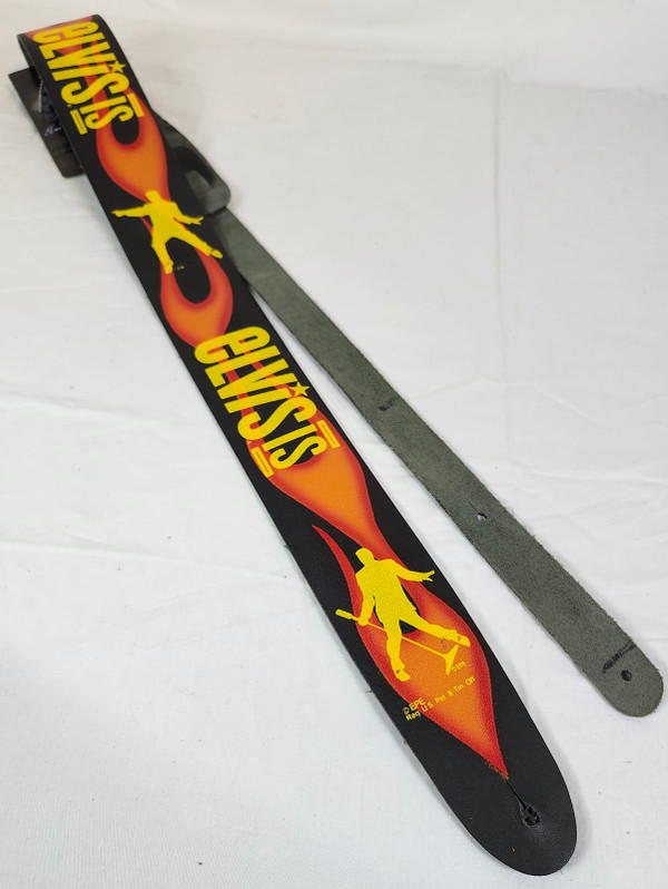 Perri's Leather P25EPAB-849 Elvis Presley Airbrushed Flame Elvis 2.5" Leather Guitar Strap