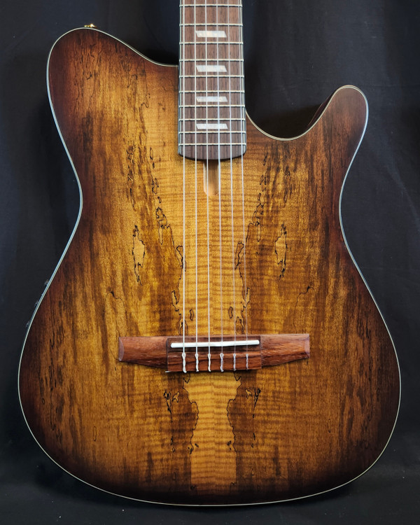 Ibanez FRH20SMN FRH Series Nylon Thinline Acoustic Electric Guitar, Spalted Maple Top