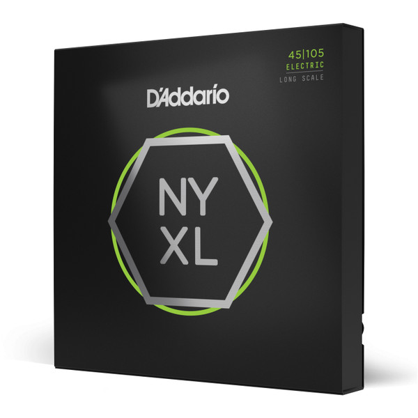 D'Addario NYXL45105, Set of Long Scale Electric Bass Strings, Light Top / Med Bottom, 45-105