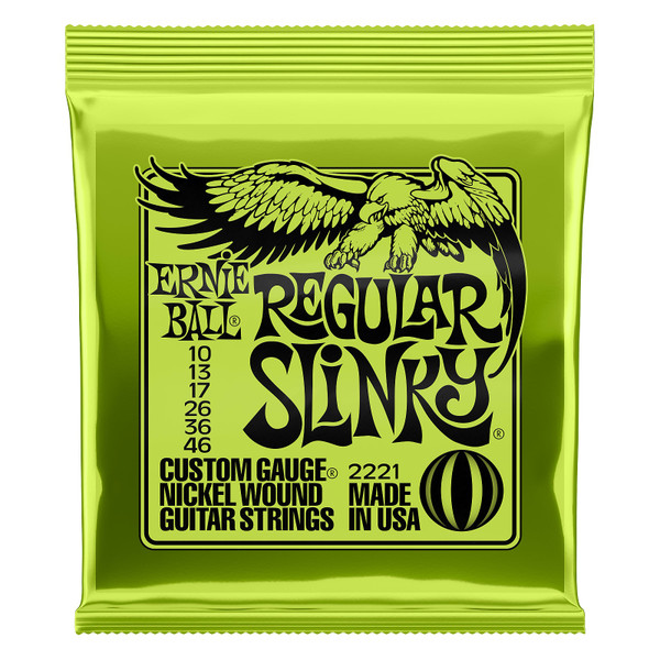 Nickel Wound 2221 Regular Slinky Electric Strings, Gauges .010 .013 .017 .026 .036 .046