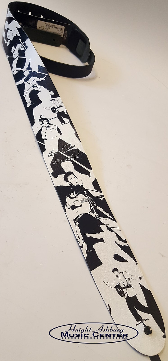Perri's Leather P25EPSS-854 Elvis Presley Silk Screen Singing Elvis 2.5” Leather Guitar Strap