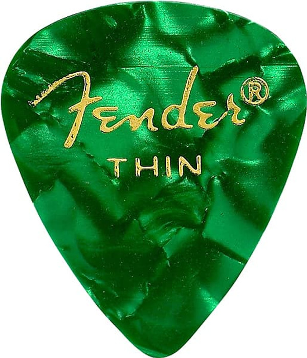 12 Count of Classic 351 Shape Premium Green Moto Thin Guitar Picks