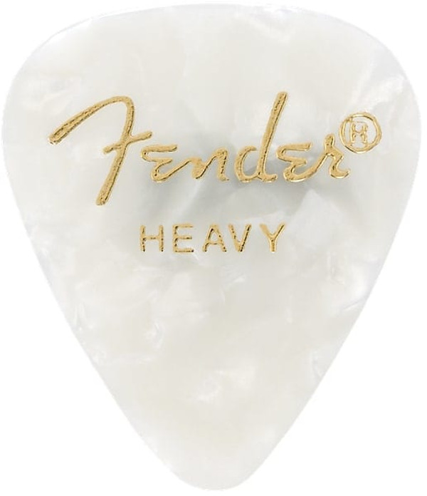 351 Premium Guitar Pick, Heavy, White Moto,12 Count