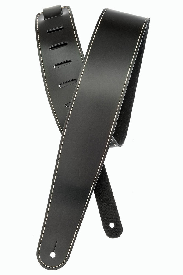 D'Addario 2.5" Classic Leather Guitar Strap with Contrast Stitch, Black
