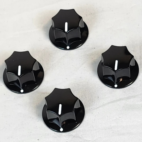 Rickenbacker 03573 Vintage Black Bass Knobs Set of 4 for 4001C Series, will fit any Rickenbacker bass