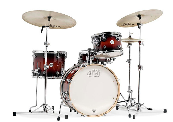 Drum Workshop Design Series Frequent Flyer 4-Piece Maple Shell Pack, Tobacco Burst Gloss Lacquer