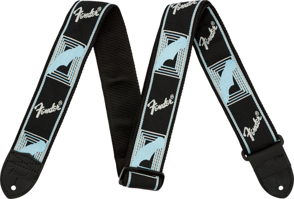 Fender 2" Guitar Strap, with Monogrammed, Black, light Gray & Blue 099-0681-502