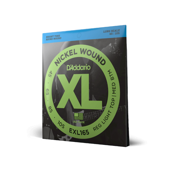 D'Addario EXL165 45-105 Regular Light Top/Medium Bottom, Long Scale, XL Nickel Bass Strings