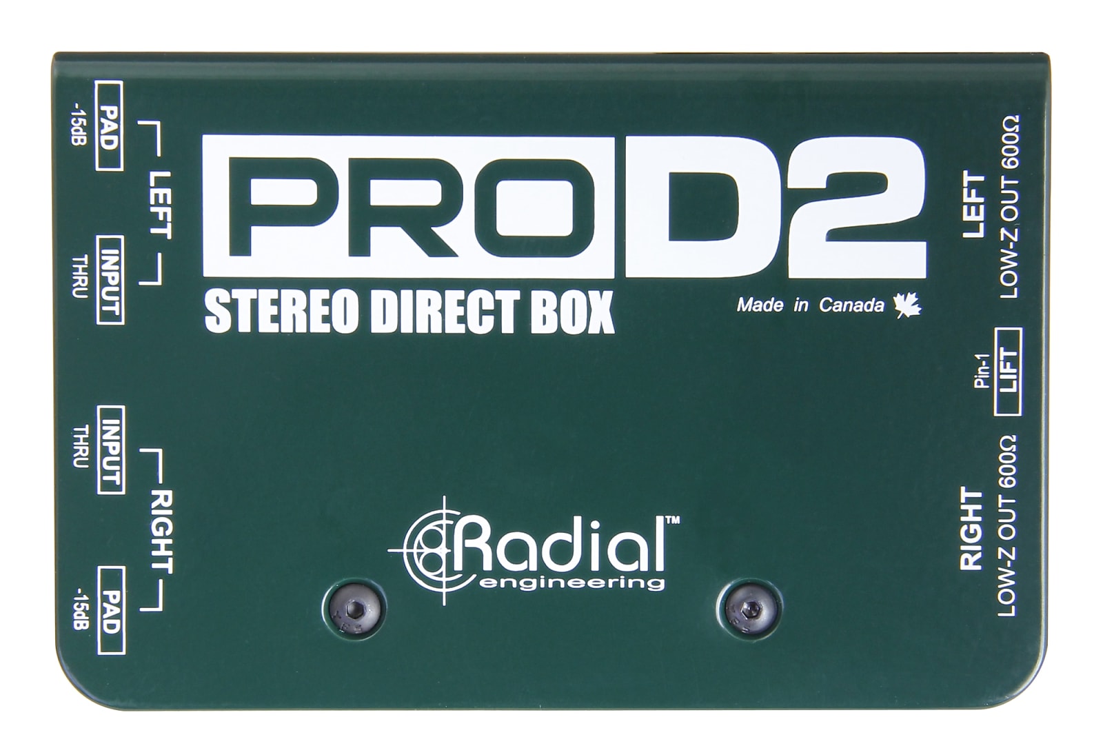 Radial ProD2 Stereo Passive DI Direct Box with Two Channels, Made