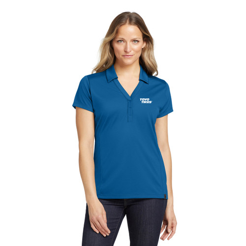 A royal blue women's polo shirt