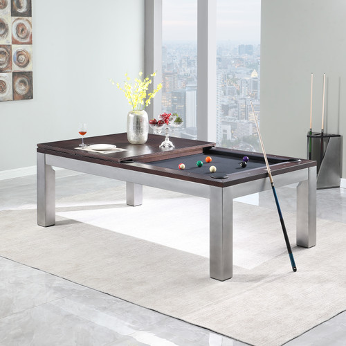 Playcraft Genoa Slate Pool Table with Dining Top | Walnut on Silver
