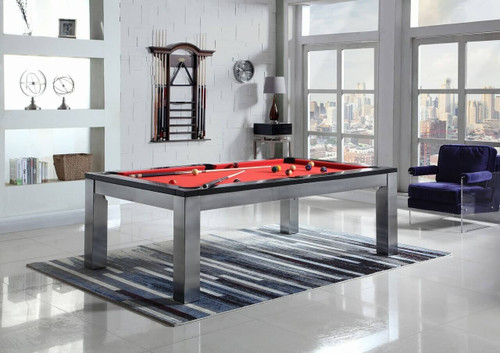 Playcraft Monaco Slate Pool Table & Dining Top – Gloss Black on Silver