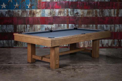 Hank Slate Pool Table Rustic Silver Brown Oak
