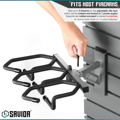 Savior Equipment, Wall Rack System - 5 Panel Kit w/Attachments - GRAY