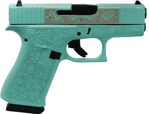 Glock 43X Custom Engraved Tiffany "Glock & Roses"