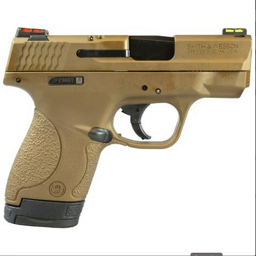 S&W M&P 9 Shield Burnt Bronze Cerakote Handgun 9mm Luger 7&8rd Magazines 3.1" Barrel HIVIZ Sights CA Compliant