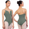 Nikolay Grishko DA1930MPN Charlotte Camisole Leotard with Tan Straps - Olive