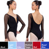 Nikolay DA1931MN Carlotta Long Mesh Sleeve Leotard with Tan V Inset