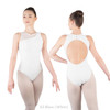 Adult X-Small Ballet Rosa Nadege High Neck Leotard with Asymmetrical Mesh Accent -White