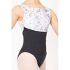 Danse de Paris L0200L Blisse Smoked Pearl Tank Leotard with Floral Bodice and Bust Support