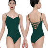 Wear Moi Angelique Camisole Leotard with Criss Cross Back - Forest Green