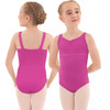 Eurotard 44922C Children's Pinch Front Slim Strap Tank Leotard - Fuchsia