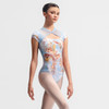 Adult Small Nikolay Black Lable DA4079LPN Dominion Cap Sleeve Leotard with Renaissance-Inspired Print