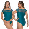 So Danca BY55CV Paulina Curvy Cut Lace Cap Sleeve Leotard