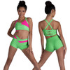 DanzNMotion 26305C Children's Jagger Two Tone Bra Top - Luminous Lime Green and Neon Pink