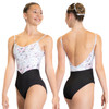 Danse De Paris L0112L Demi Jardin Lilas Ebony Camisole Leotard with Delicate Floral Bodice