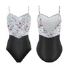 Danse De Paris L0112L Demi Jardin Lilas Ebony Camisole Leotard with Delicate Floral Bodice