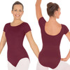 Eurotard 44475 Microfiber Short Sleeve Leotard - Burgundy