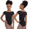 So Danca SL17 Children's Tilly Lace Cap Sleeve Leotard - Black
