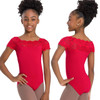 So Danca SL17 Children's Tilly Lace Cap Sleeve Leotard - Red