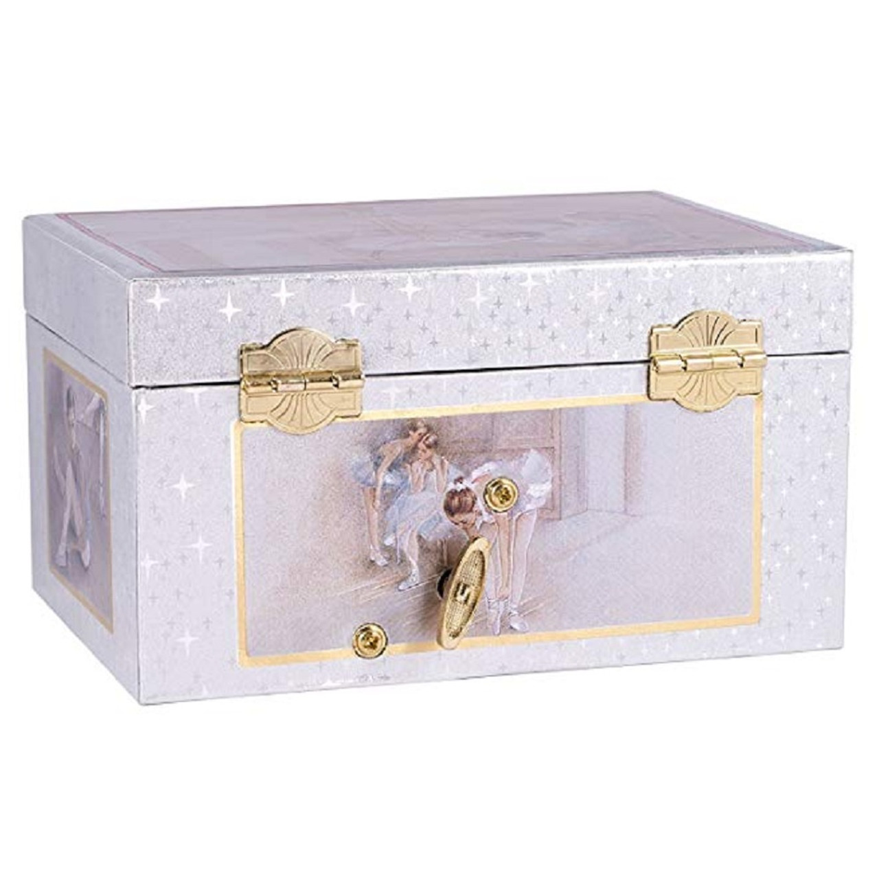 JB003 Ballet Class - Silver Ballerina Music Jewelry Box