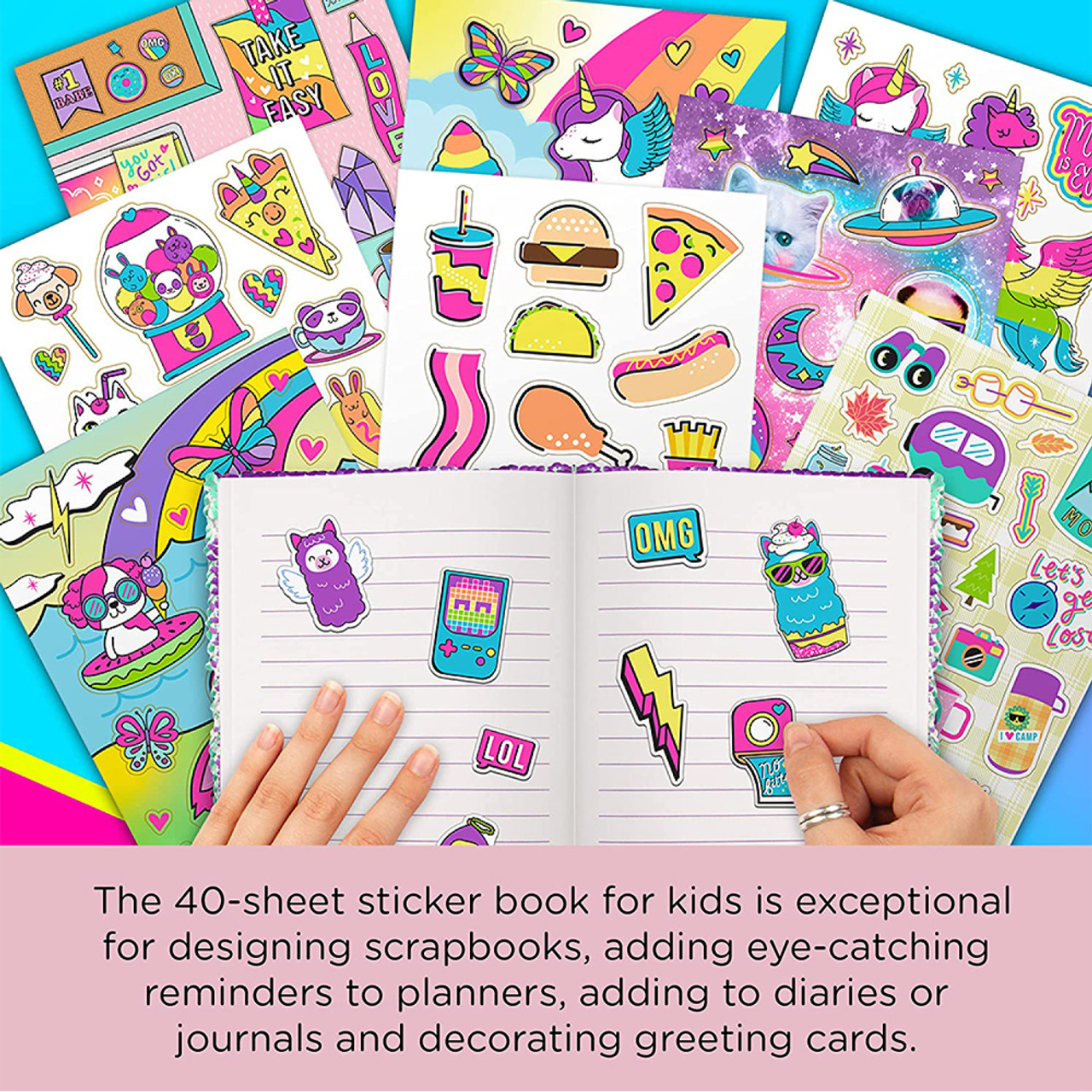 Fashion Angels 1000+ Food Stickers for Kids - Colorful & Cute Food Stickers  for Laptops, Luggages, Journals, Notebooks & Greeting Cards, 40-Page  Sticker Book for Kids Ages 6 and Up 