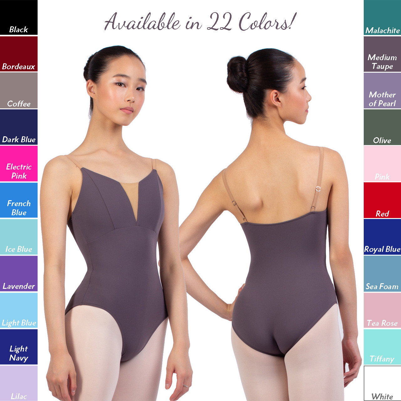 DA1930MPN Charlotte Camisole Leotard with Tan Straps - Available